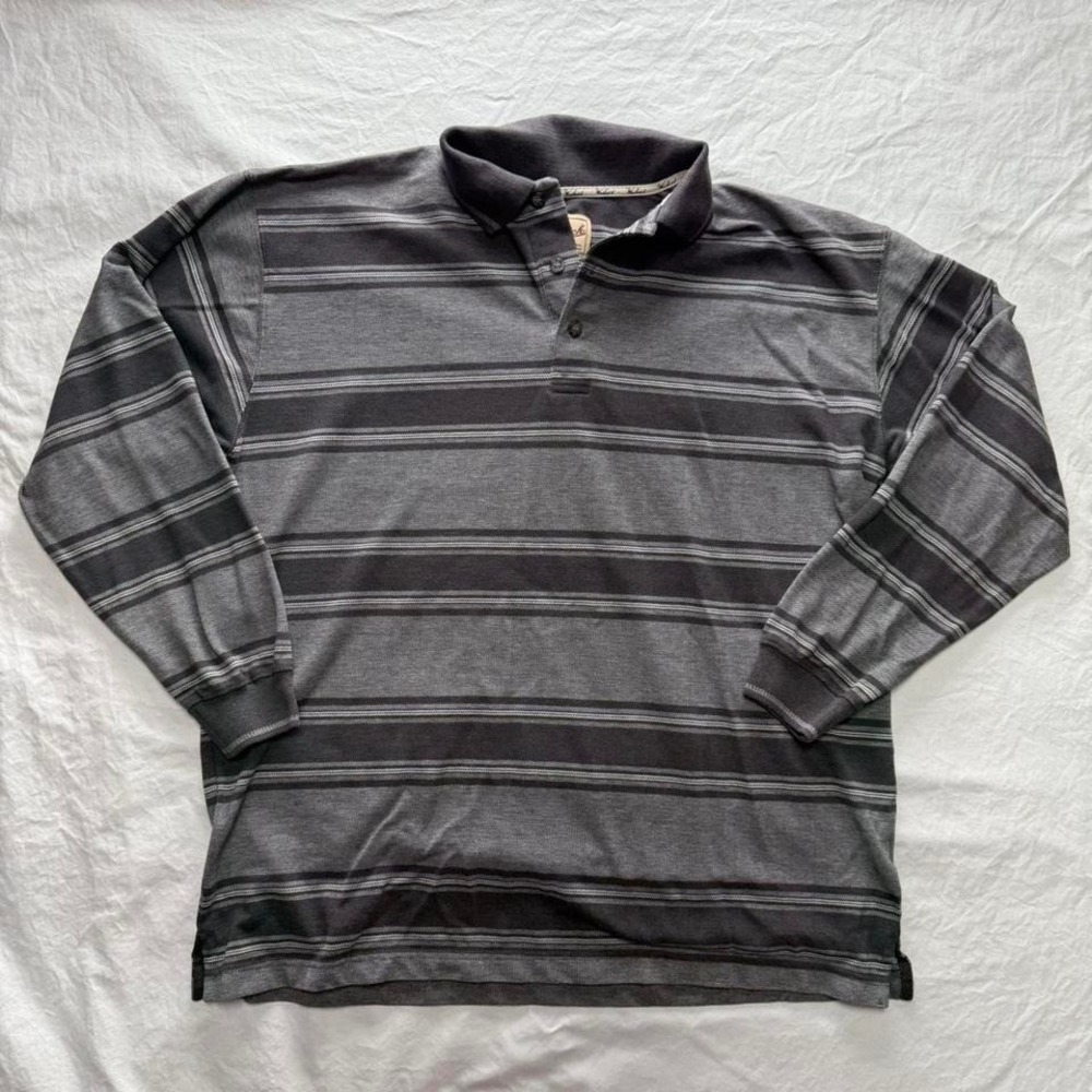 Woolrich Grey Long Sleeve Polo Shirt Men's L Preppy